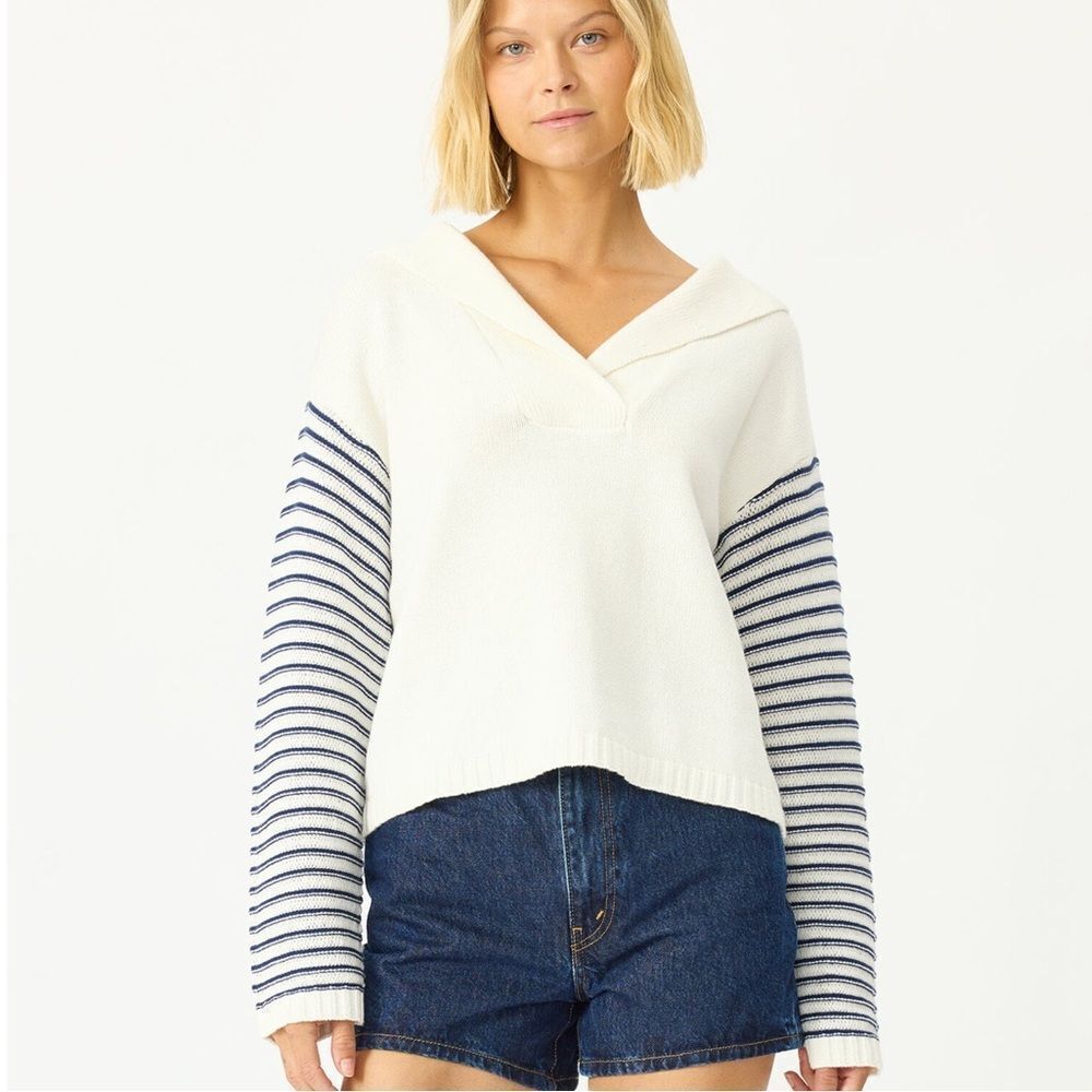 NWT Revolve Stitches and Stripes pull over knit sweater with collar size medium